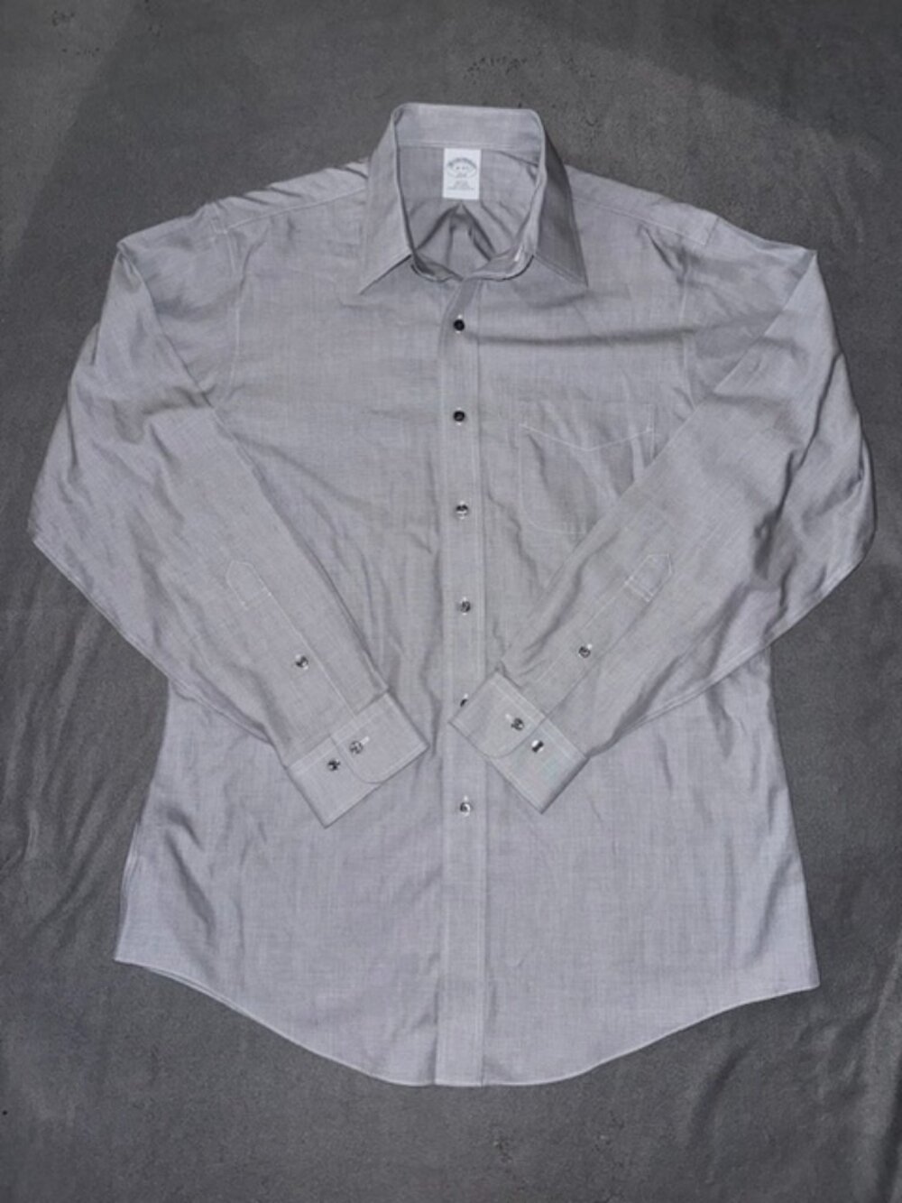Brooks Brothers 346 Gray Dress Shirt Mens 16-4/5 Long Sleeve Button Up